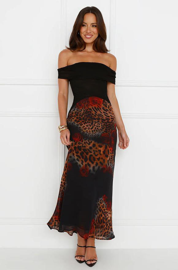 Robe de soirée à imprimé léopard et épaules dénudées Berg-Feldt pour femme