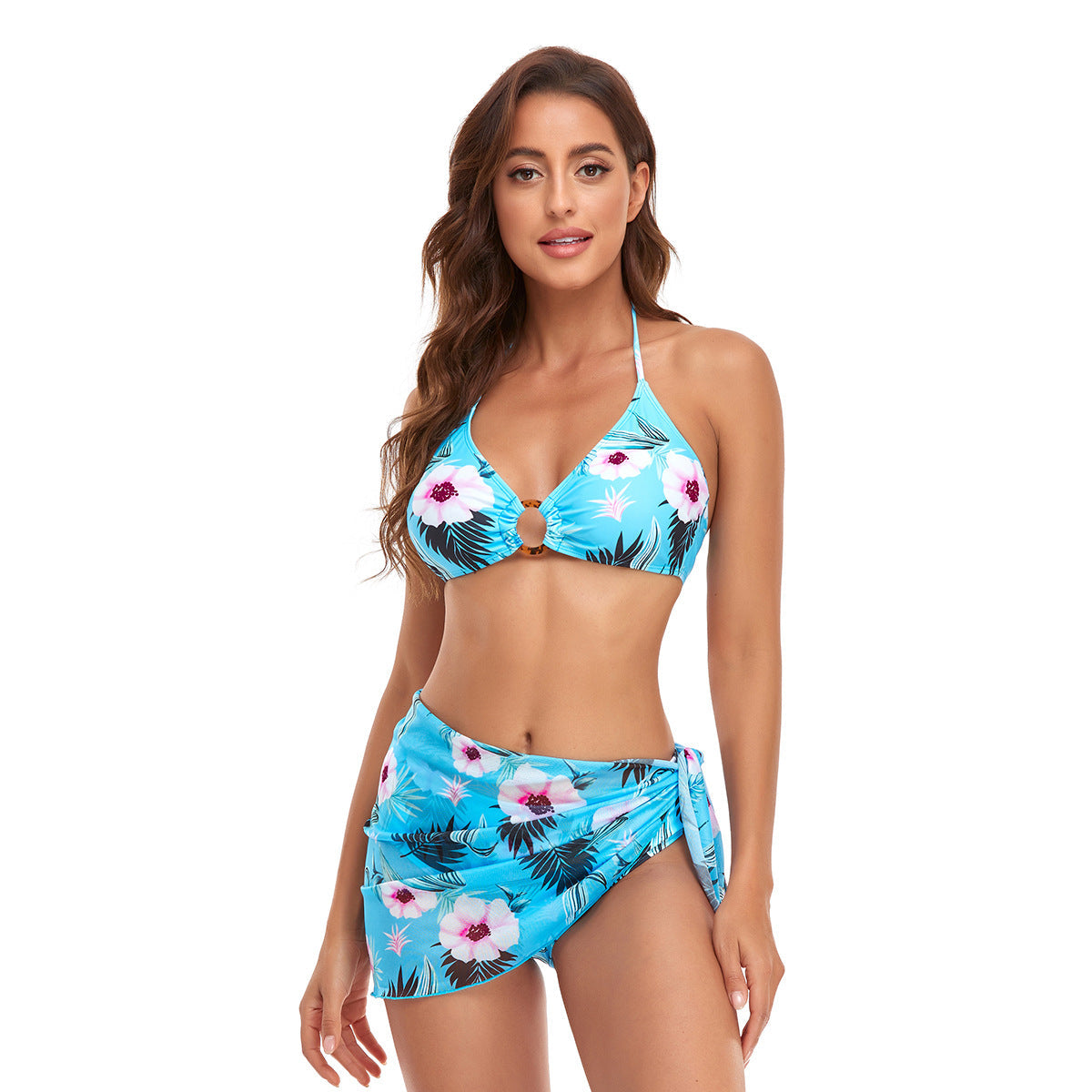 Eleganter Damen-Bikini mit Wickelrock und Blumenmuster von berg-feldt