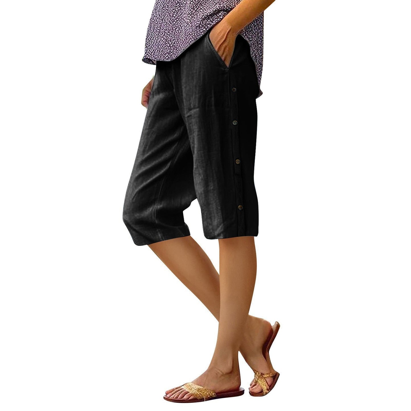 Shorts chino pour femme avec poches latérales et boutons décoratifs élégants par berg-feldt