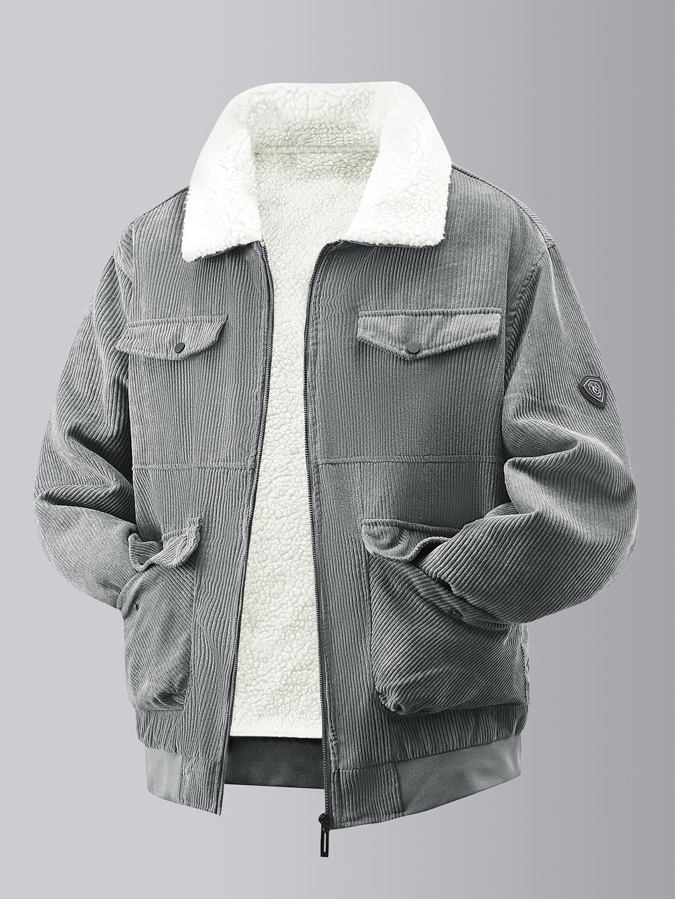 Herren kuschelige Teddy-Fleecejacke mit praktischen Brusttaschen und elastischen Bündchen Berg-Feldt