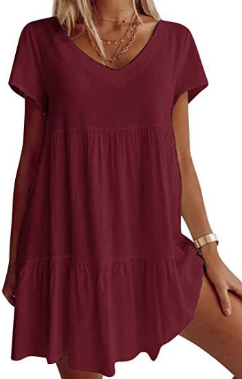 Lightweight, casual women's summer dress with V-neck and wide skirt from berg-feldt