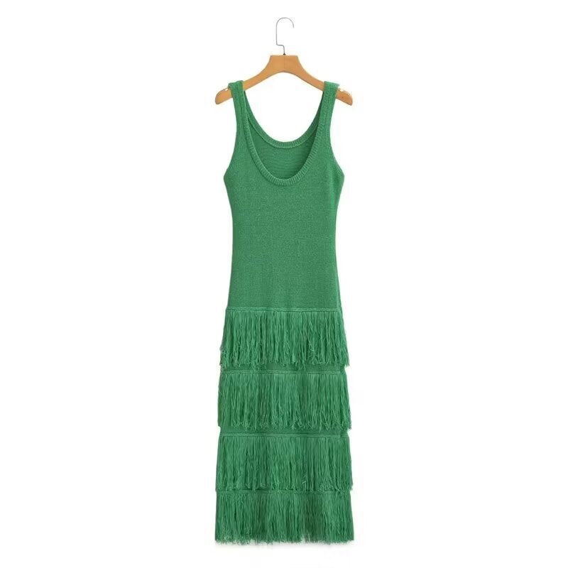 Robe longue en maille à franges Berg-Feldt pour femme