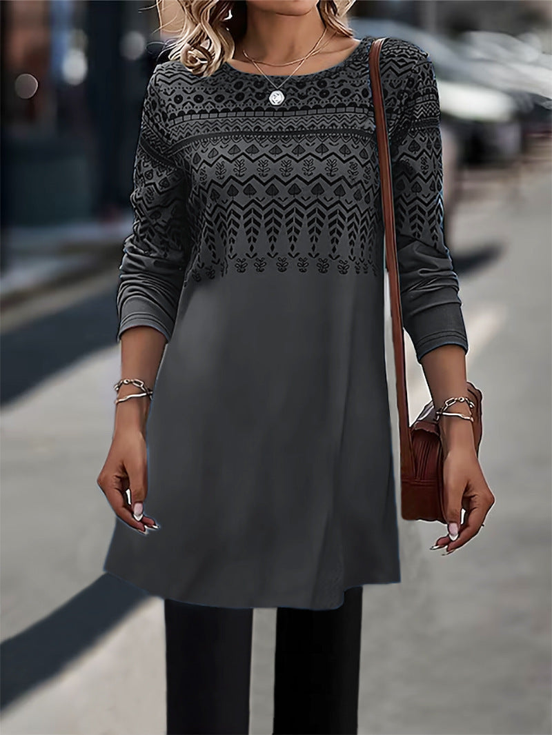 Tunique-robe élégante pour femme à motif géométrique et manches 3/4 de berg-feldt