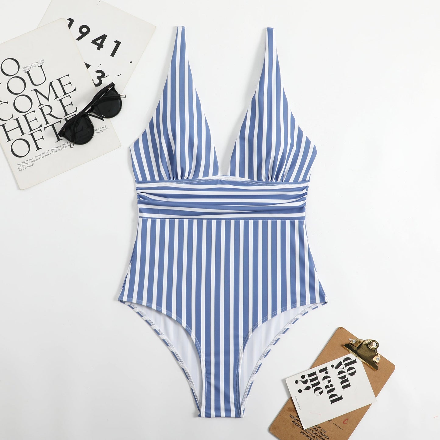 Maillot de bain femme Berg-feldt, échancré, rayé