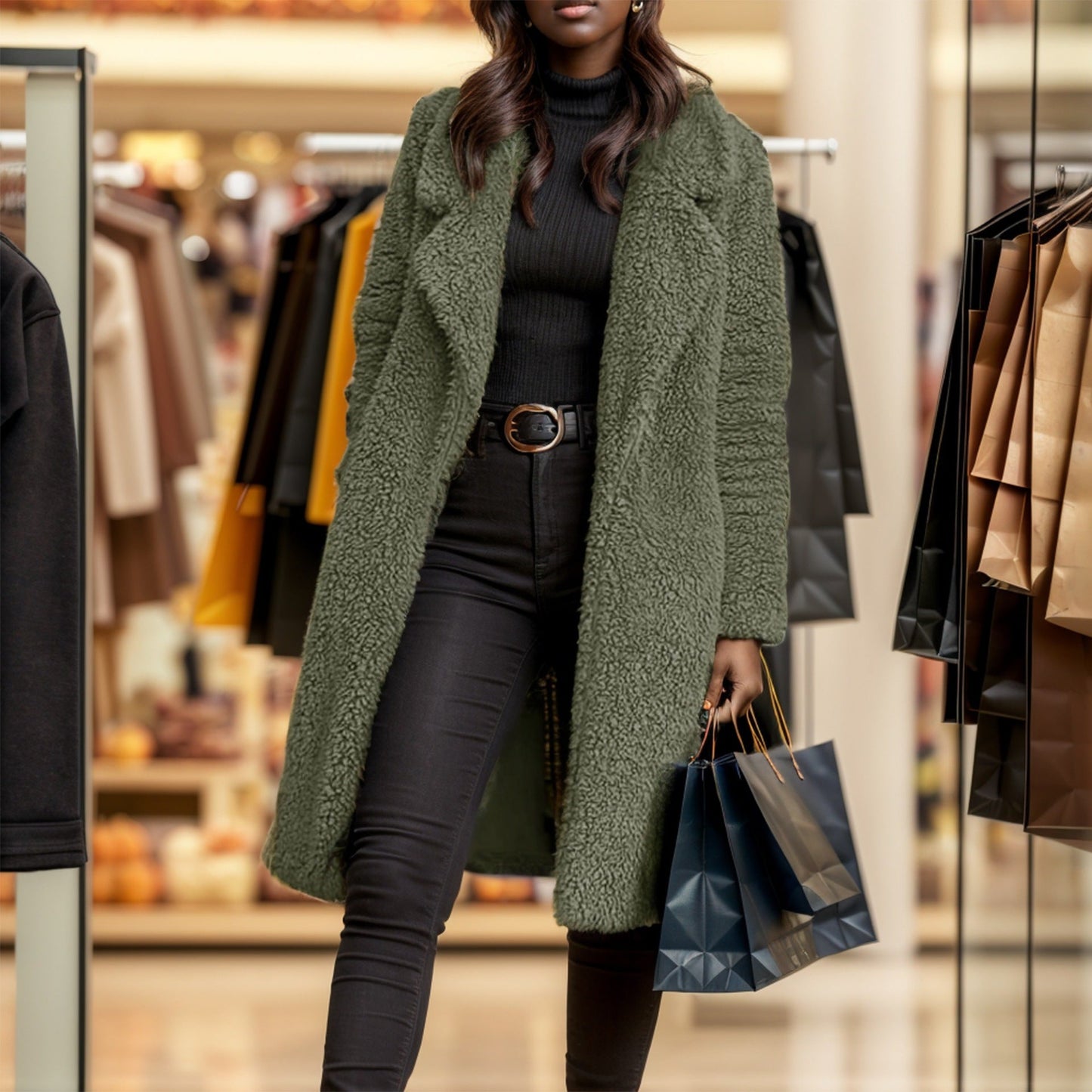 Manteau douillet oversize en fausse fourrure d'agneau Berg-Feldt pour femme