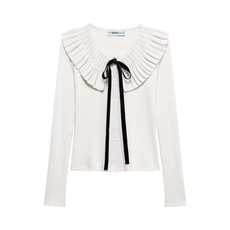 Elegante Damenbluse mit Faltenkragen und Zierband von berg-feldt