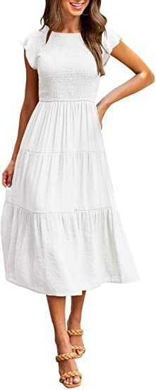 Midikleid für Damen mit elastischem Oberteil und fließendem Rock von berg-feldt