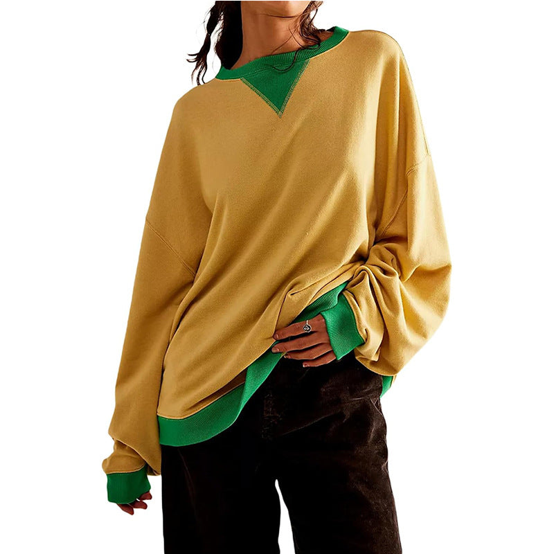 Sweat-shirt décontracté pour femme avec col en V et poignets contrastés Berg-Feldt
