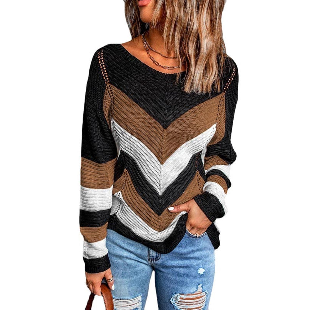 Pull en tricot décontracté à chevrons coupe aérée pour femme Berg-Feldt