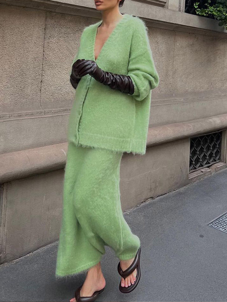 Ensemble Gilet Douillet et Jupe Longue en Maille Berg-Feldt pour Femme