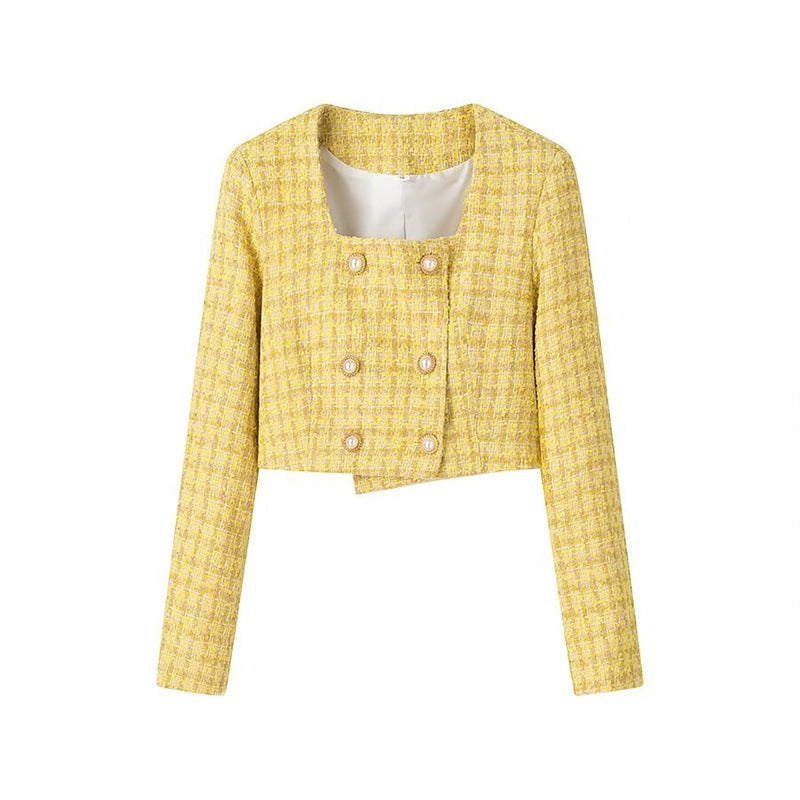 Veste femme Berg-Feldt : Courte, double boutonnage, texturée