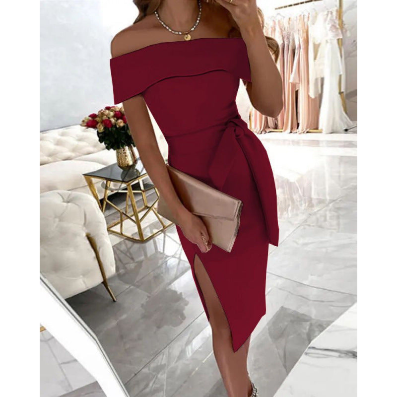 Robe midi élégante pour femme avec ceinture et col bateau de berg-feldt