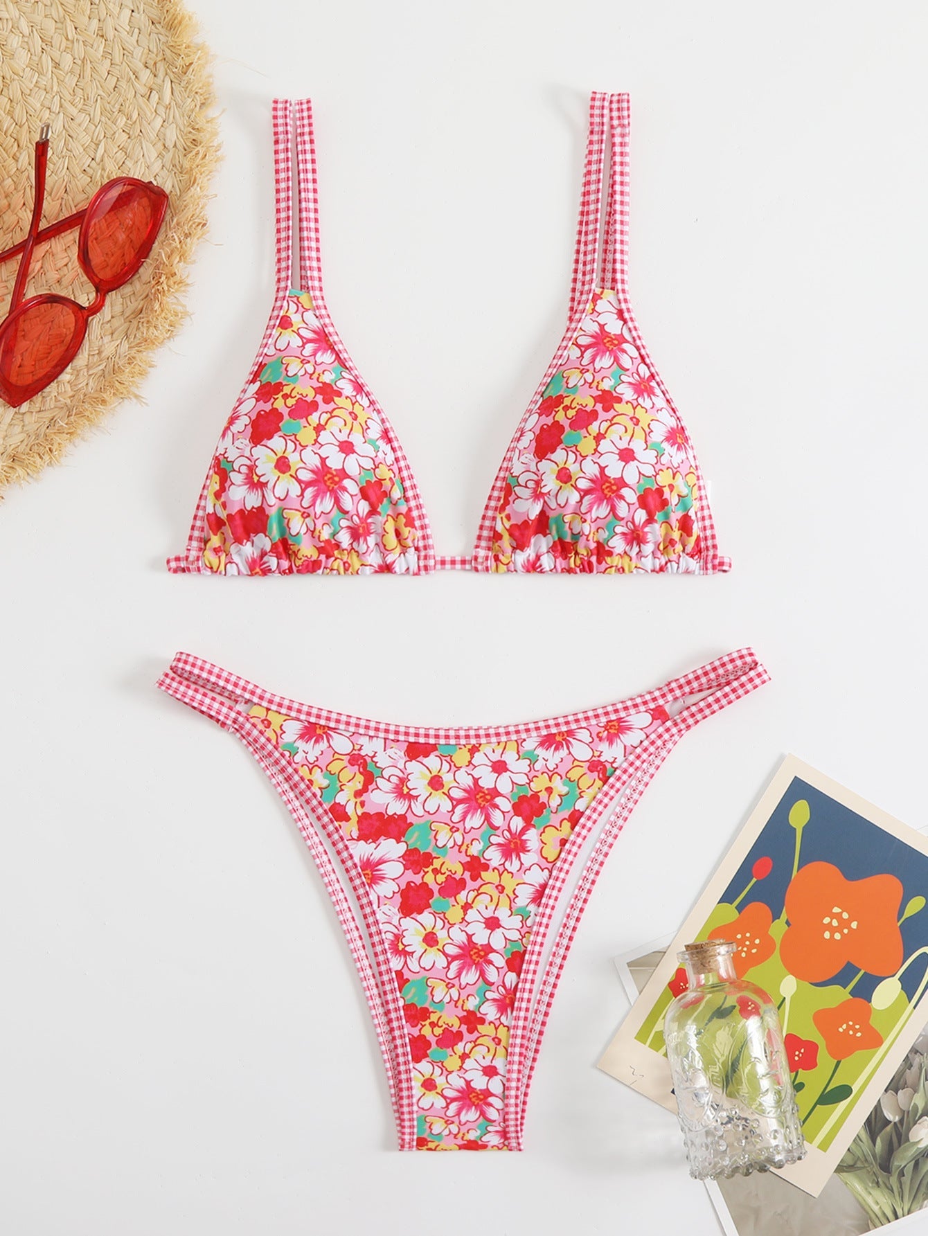 Ensemble de bikini berg-feldt avec haut triangle, imprimé floral et bretelles réglables