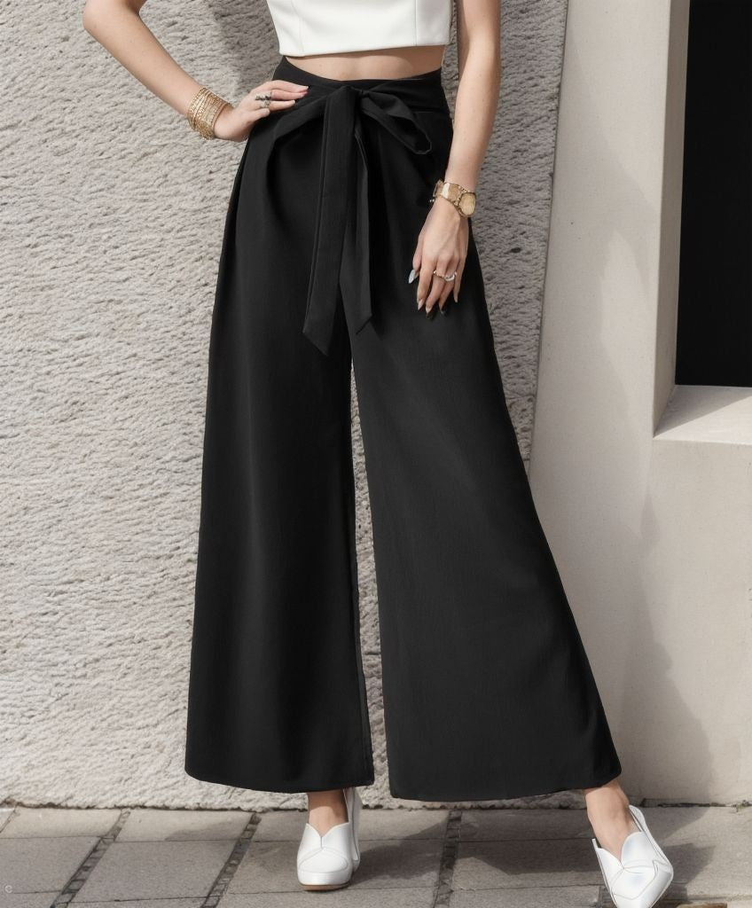 Elegante, weite Palazzohose mit Bindegürtel von berg-feldt für Damen