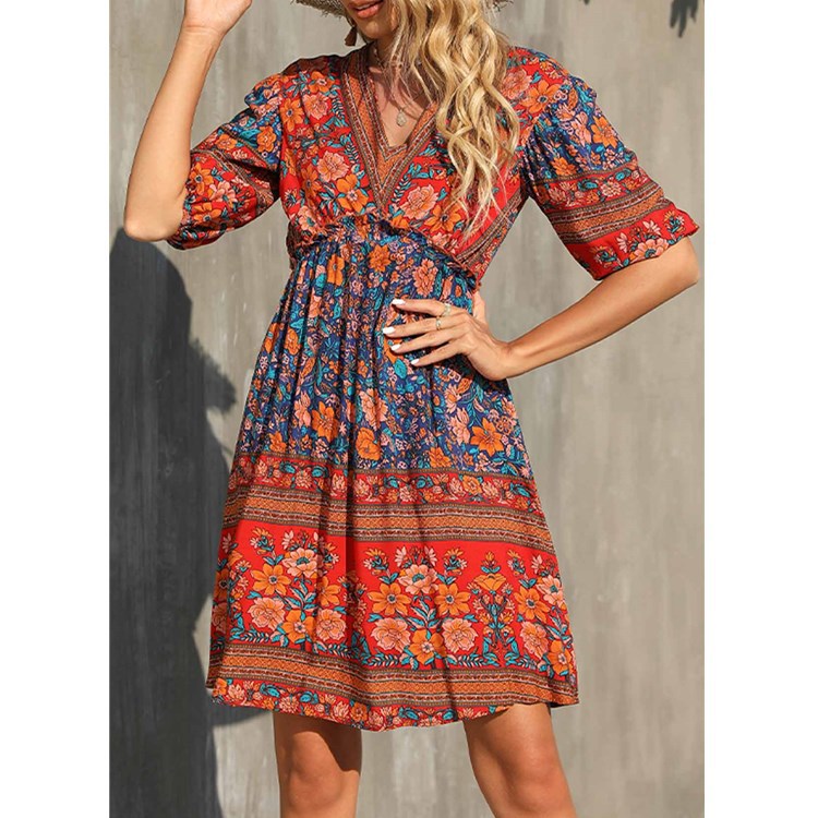 Sommerkleid für Damen in Uni und Blumenmuster von berg-feldt