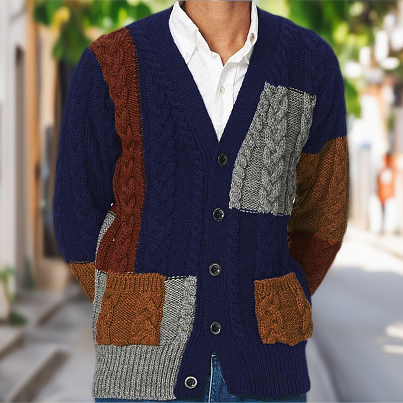 Herren Grobstrick Cardigan mit farbigen Akzenten und praktischen Taschen Berg-Feldt