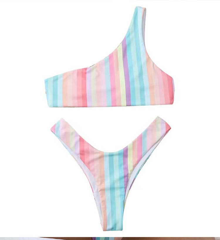 Ensemble de bikini Berg-Feldt pour femme, bikini à rayures à une épaule