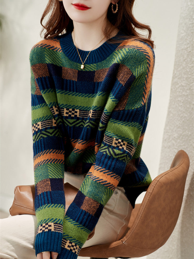 Damen Strickpullover mit Muster, Rundhalsausschnitt und weicher, flauschiger Textur Berg-Feldt