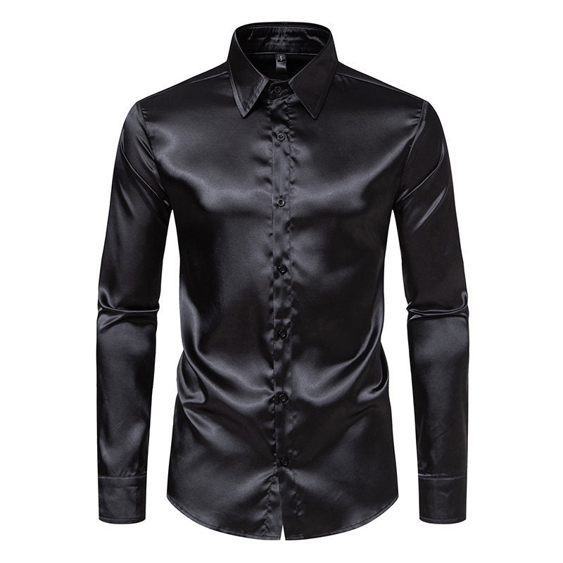 Chemise en satin élégante pour homme, finition chatoyante et col classique Berg-Feldt