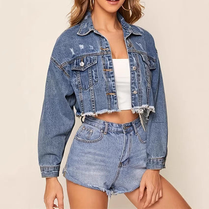 Leichte Damen Jeansjacke im Vintage-Look mit Fransen von berg-feldt
 - berg-feldt