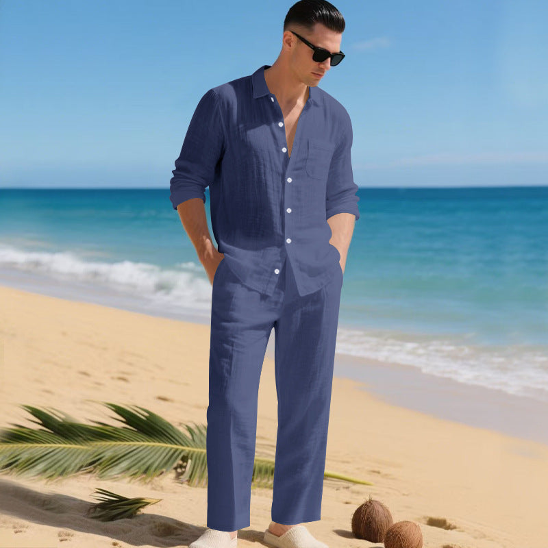 Herren leichtes Leinen-Outfit mit stilvollem Hemd und eleganter Hose Berg-Feldt