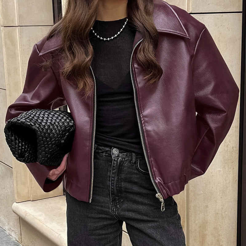 Veste en similicuir pour femme avec coupe oversize et col classique Berg-Feldt