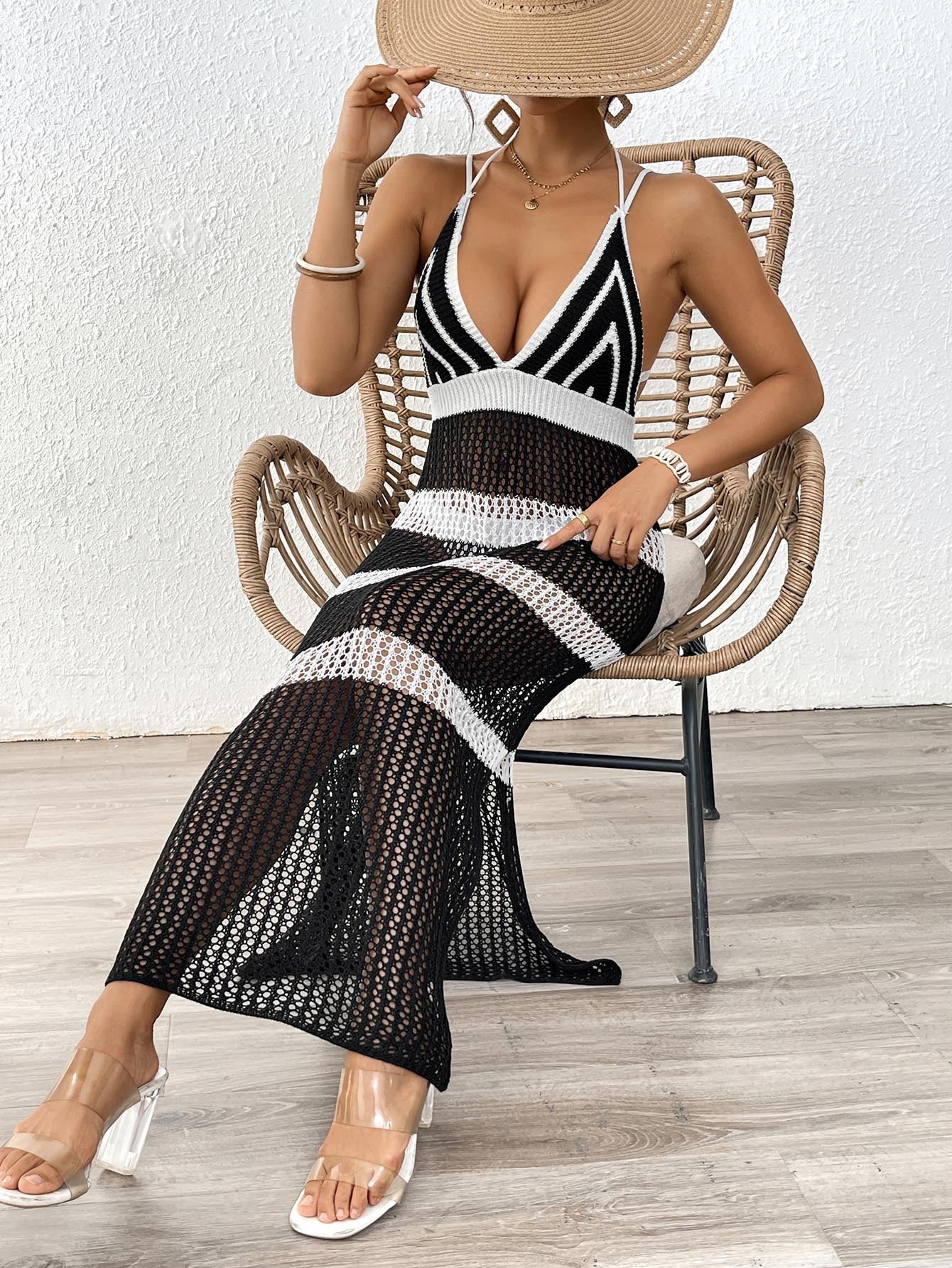 Robe longue en tricot Berg-feldt pour femme, cache-maillot