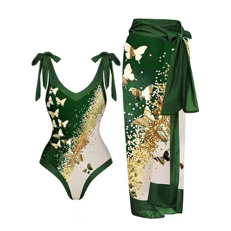 Maillot de bain élégant pour femme avec bretelles réglables et paréo