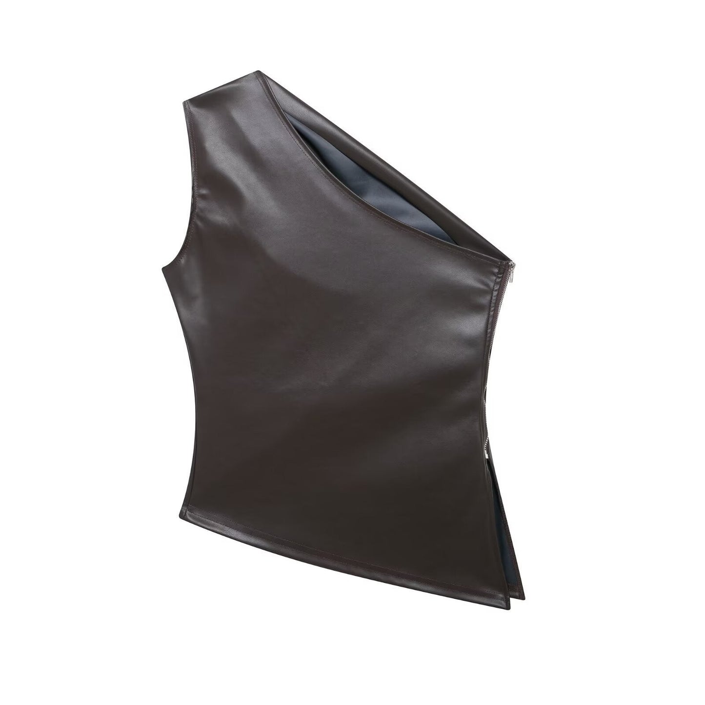 Women's Asymmetrical Faux Leather Top berg-feldt