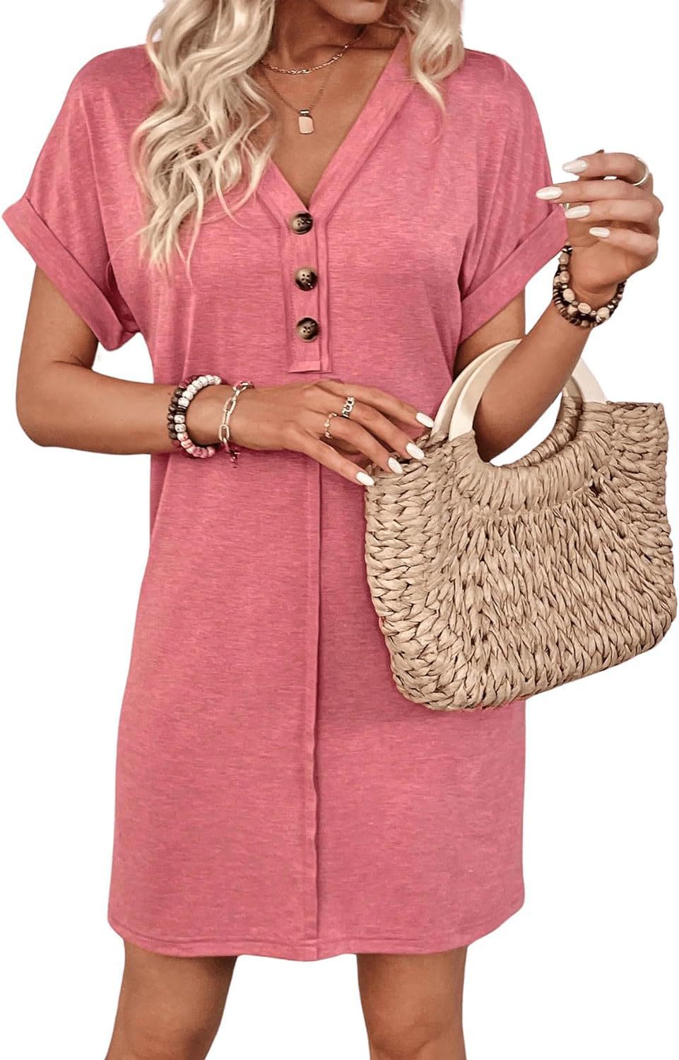 Robe chemise décontractée pour femme avec patte de boutonnage et manches retroussées de berg-feldt
