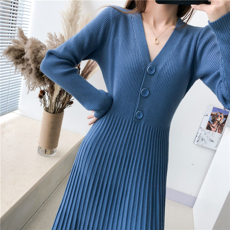 Robe en maille pour femme avec fermeture boutonnée et structure côtelée Berg-Feldt