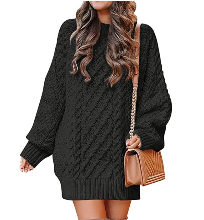Women's chunky knit sweater with voluminous sleeves and decorative cable pattern Berg-Feldt