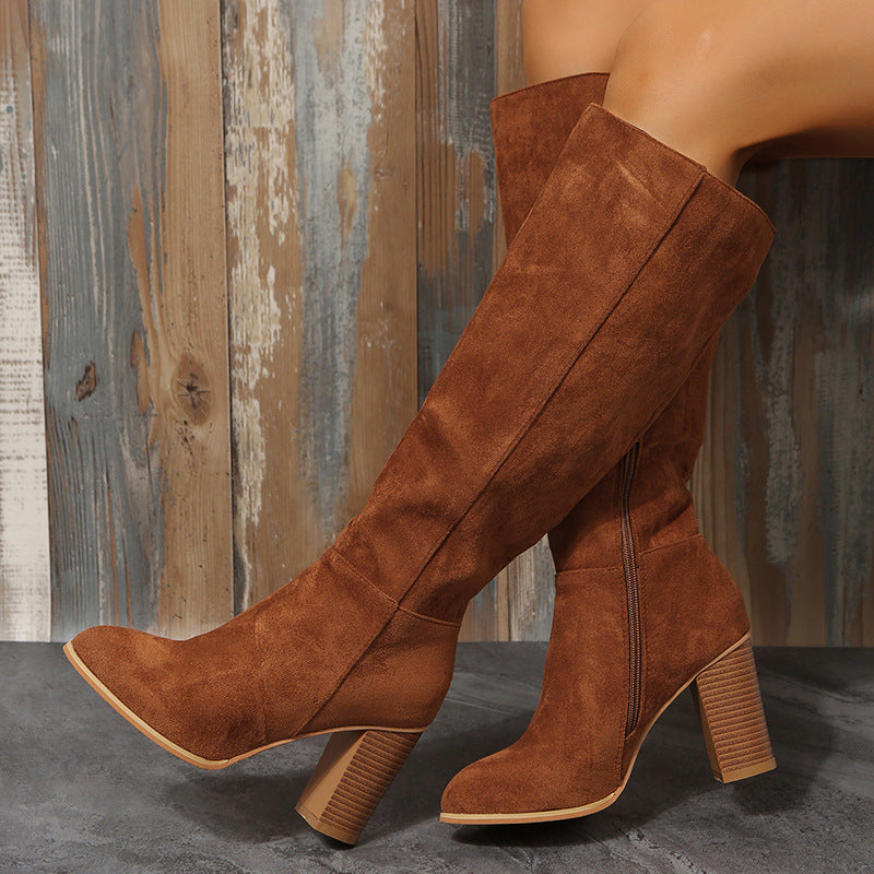 Damen Modische Overknee-Stiefel mit elegantem Blockabsatz und rutschfester Sohle Berg-Feldt