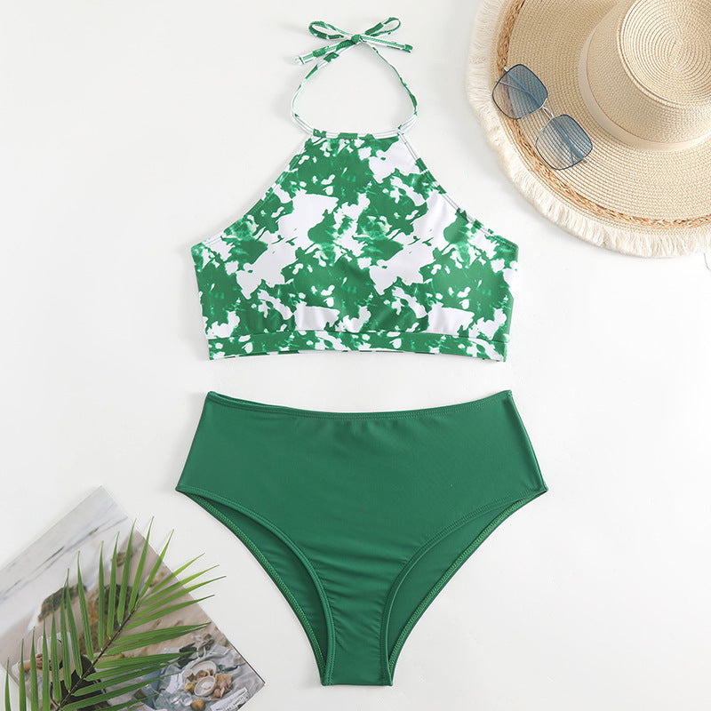 Ensemble haut de maillot de bain court à col haut tie-dye Berg-feldt pour femme