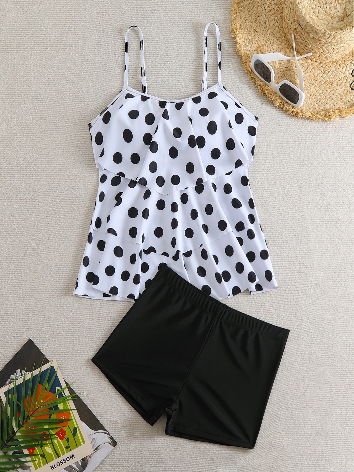 Ensemble de maillot de bain à pois pour femme avec volants, de berg-feldt