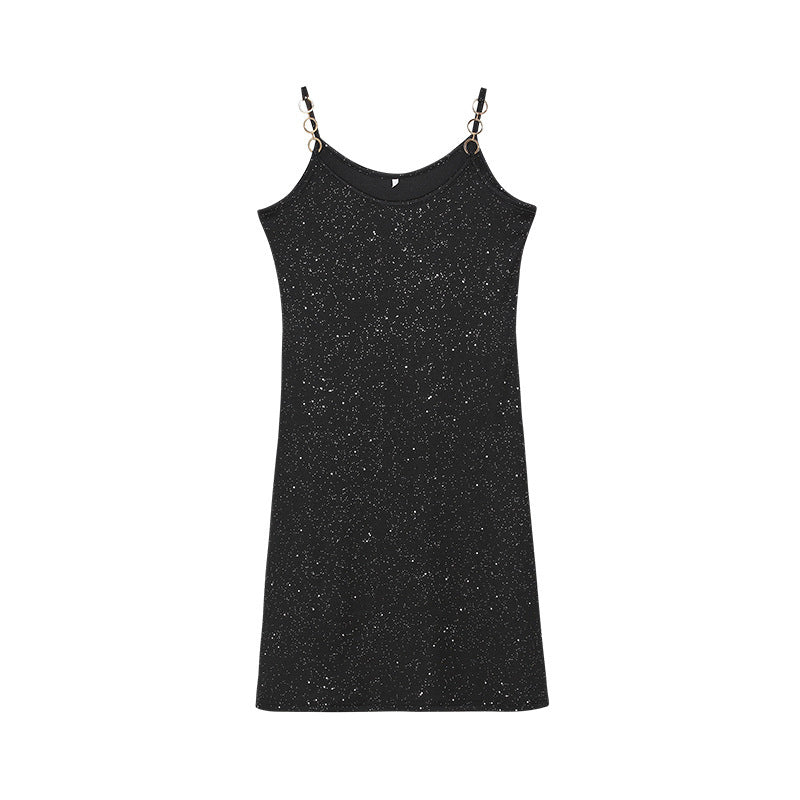 Robe courte Berg-Feldt pour femme, à bretelles spaghetti et tissu brillant