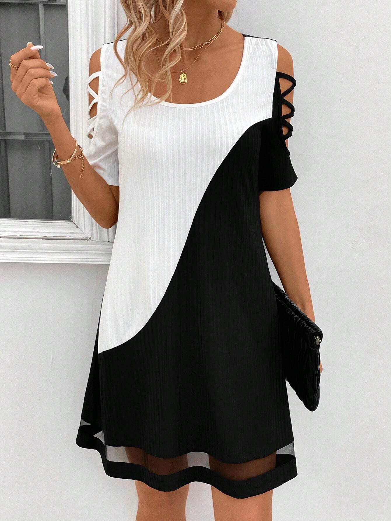 Robe d'été moderne pour femme avec épaules dénudées et color block tendance de berg-feldt