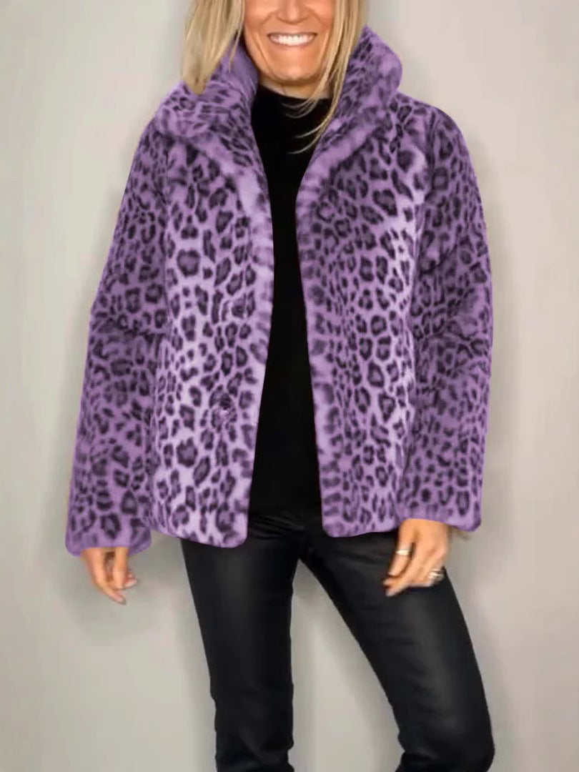 Berg-Feldt | Mantel - Kunstpelz - Oversized Fit - Reverskragen - Leopardenprint