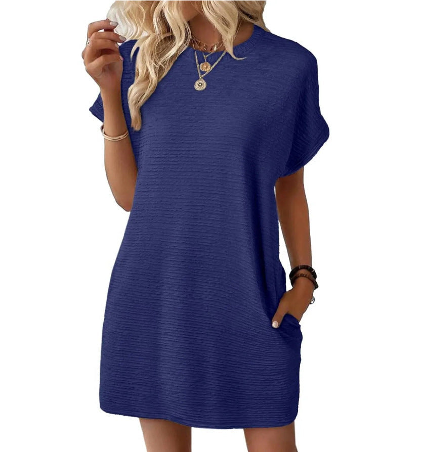 Robe courte légère à manches courtes pour femme avec texture et poches latérales de berg-feldt