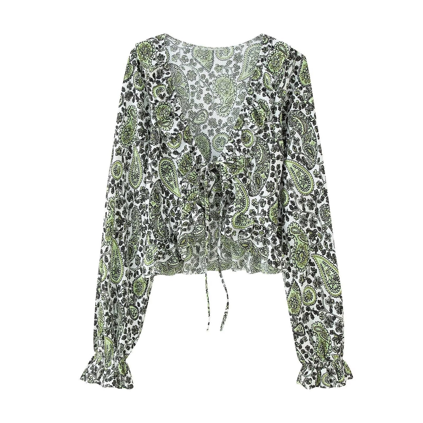 Chemisier à imprimé floral, volanté, avec ceinture à nouer Berg-Feldt.
