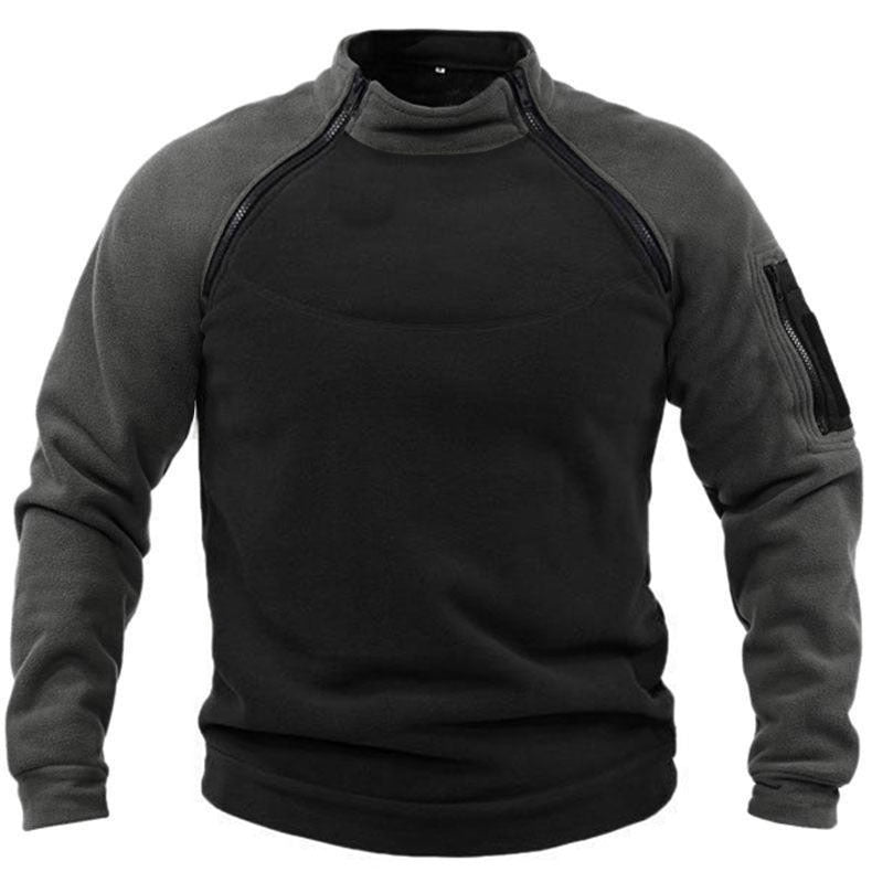 Herren Fleece-Pullover mit hohem Kragen und funktionalen Taschen Berg-Feldt