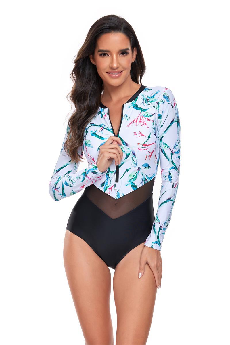 Maillot de bain sportif à manches longues et fermeture éclair pour femme par berg-feldt