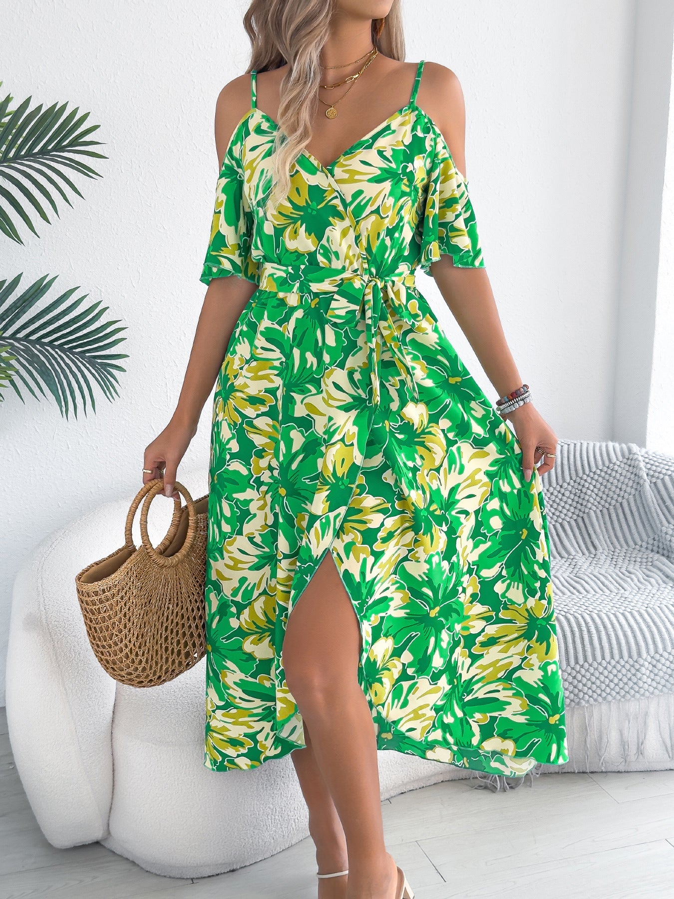 Robe longue fendue à fleurs de berg-feldt