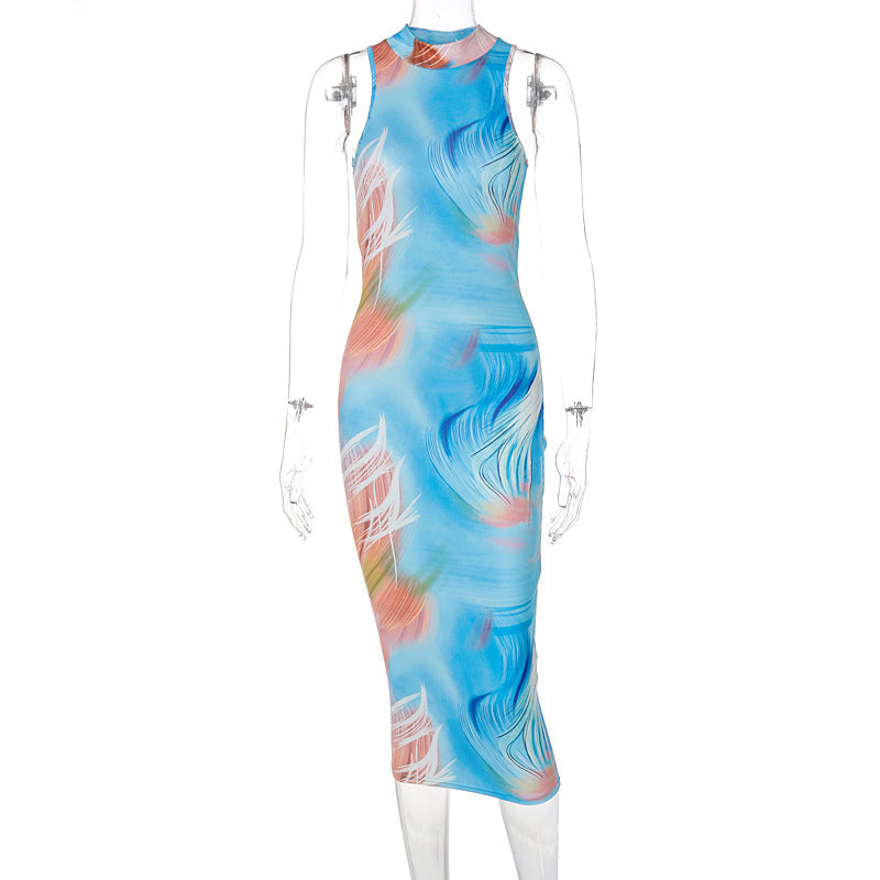 Robe longue élégante pour femme avec coupe ajustée, col montant et design réversible de berg-feldt