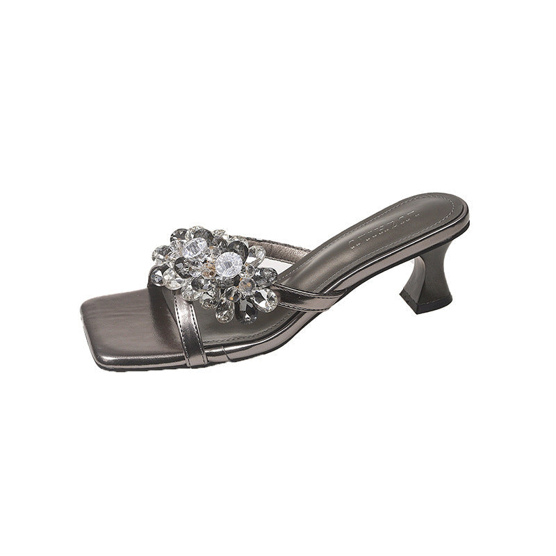 Sandales plates élégantes Berg-Feldt pour femme avec strass