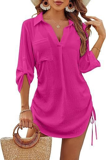 Chemise de plage décontractée pour femme avec poches et volants latéraux de berg-feldt