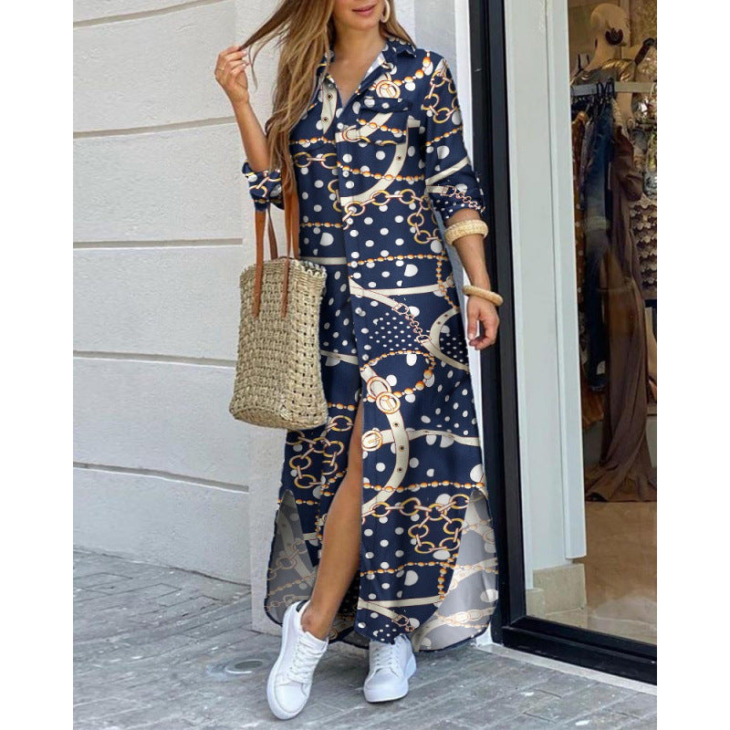 Robe longue bohème avec fente latérale et boutons – Berg-Feldt Design