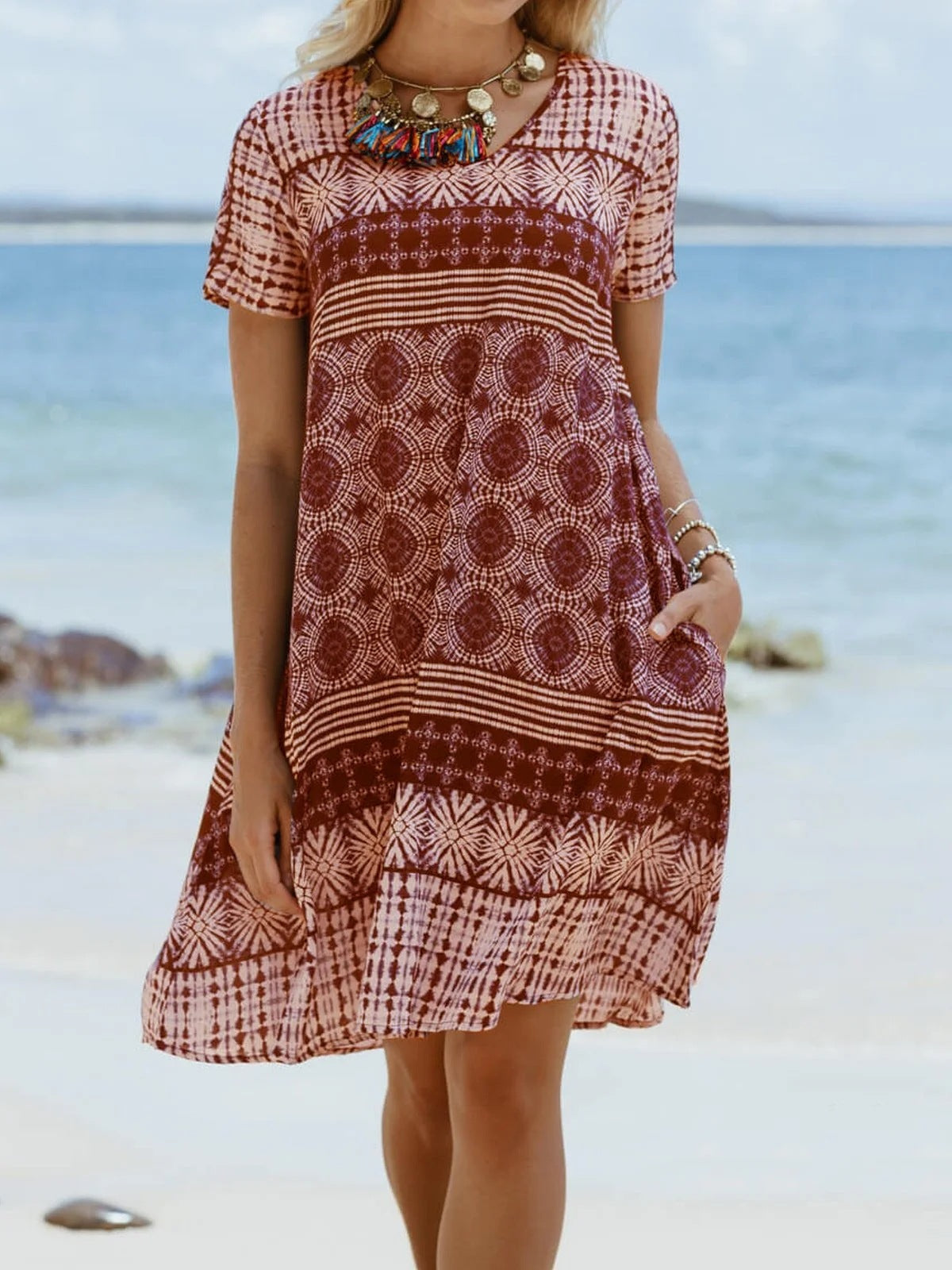 Robe trapèze imprimée Bohème par berg-feldt pour Femme