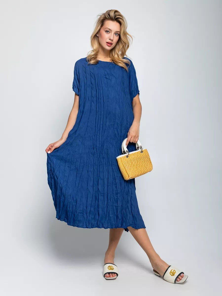 Robe mi-longue plissée décontractée pour femme à manches courtes de berg-feldt