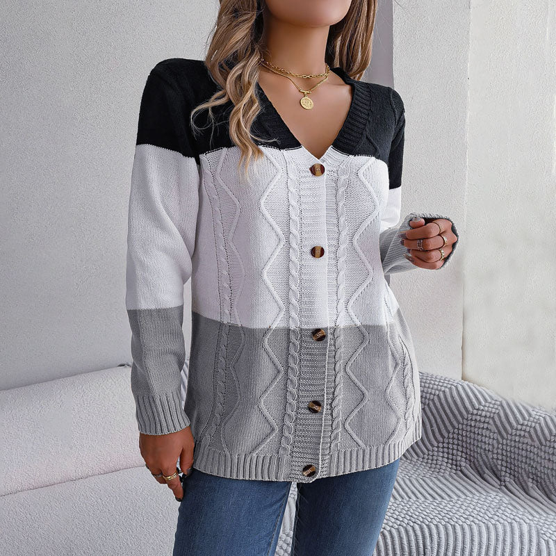 Berg-Feldt | Farbblock Strickjacke mit Modischem Stil
